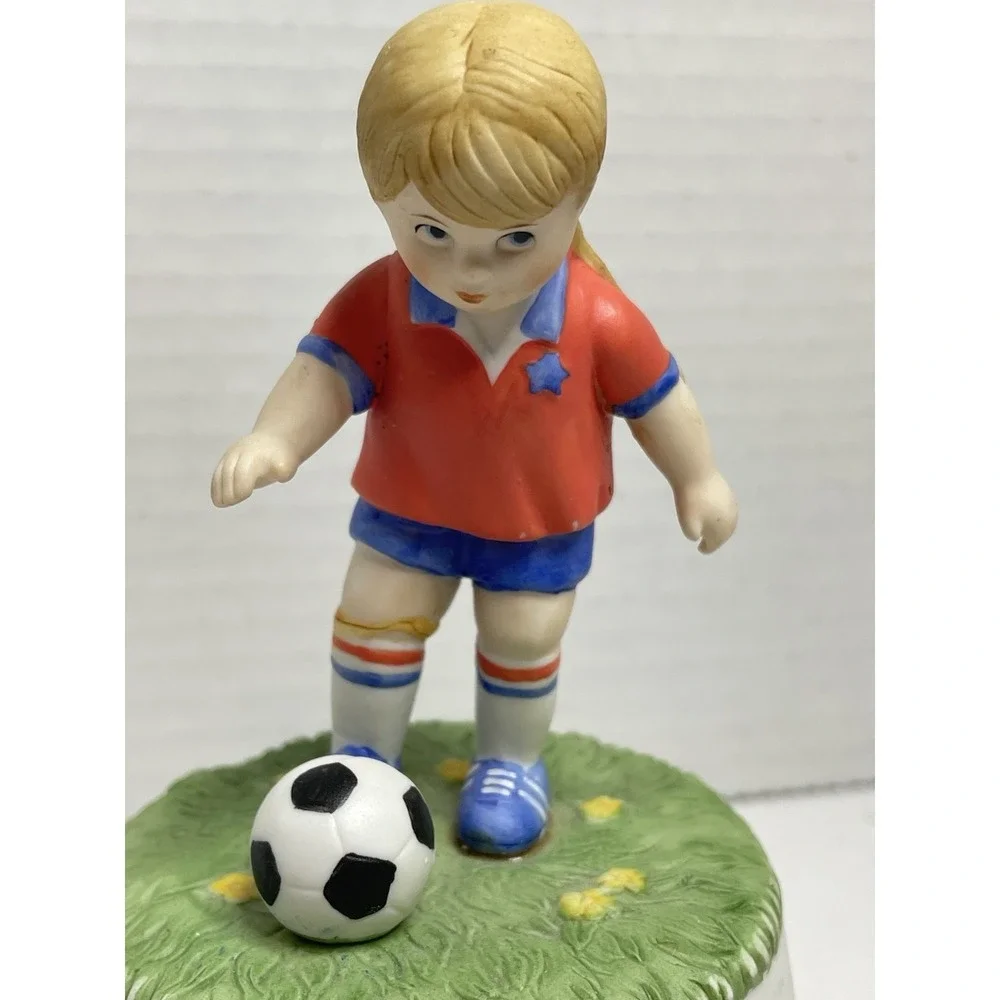Music Box Company Playmate Soccer  Football Girl Musical Figurine San Francisco